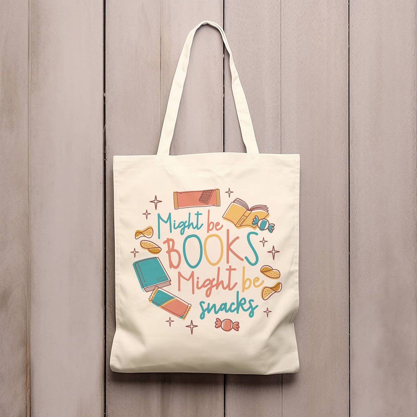 Might Be Books. Might Be Snacks Tote Bag