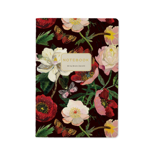 A5 Notebook - Peonies on Black 