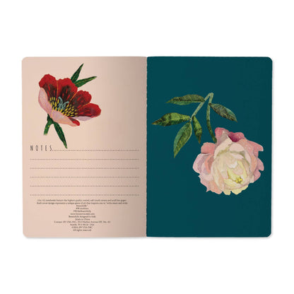 A5 Notebook - Peonies on Black 